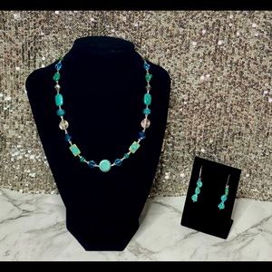 Turquoise gemstone swarovski jewelry necklace